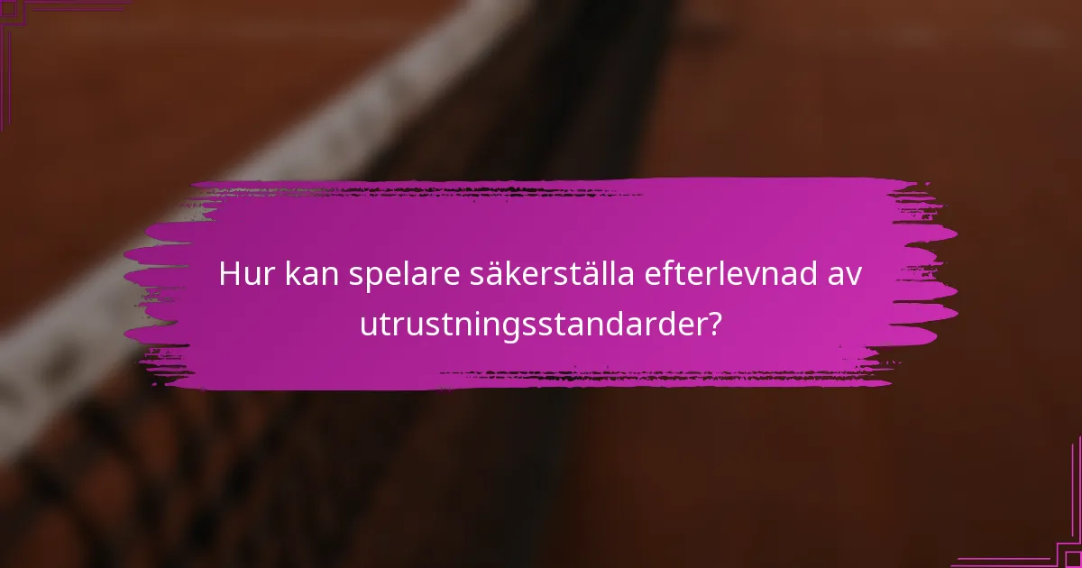 Hur kan spelare säkerställa efterlevnad av utrustningsstandarder?