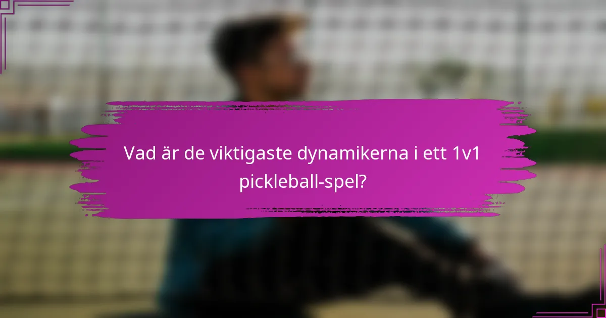 Vad är de viktigaste dynamikerna i ett 1v1 pickleball-spel?
