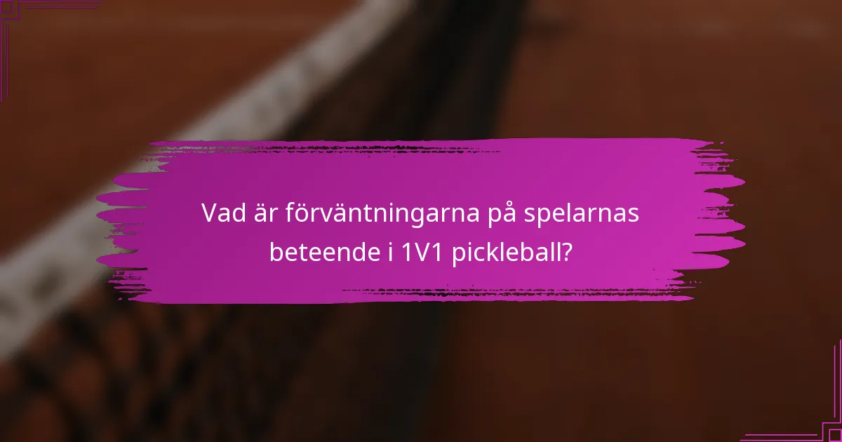 Vad är förväntningarna på spelarnas beteende i 1V1 pickleball?