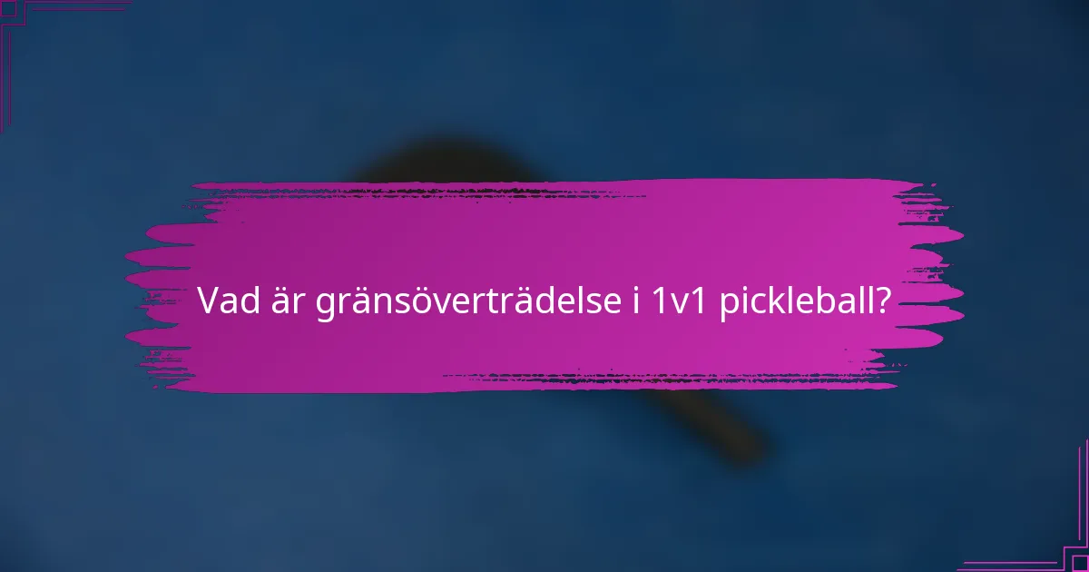 Vad är gränsöverträdelse i 1v1 pickleball?
