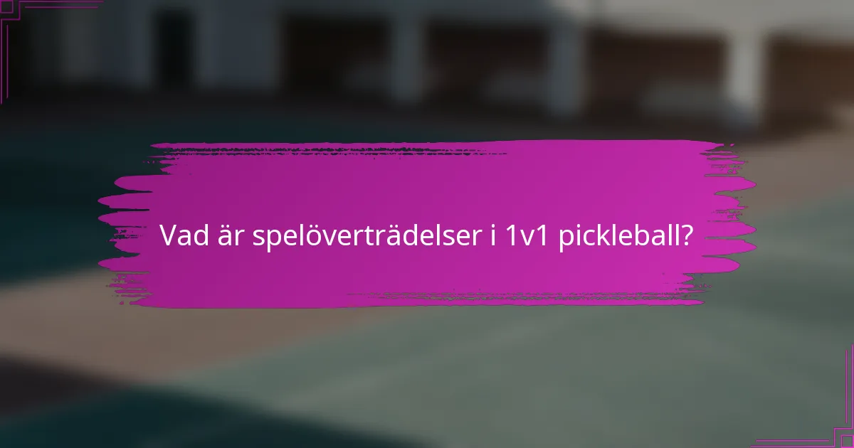 Vad är spelöverträdelser i 1v1 pickleball?