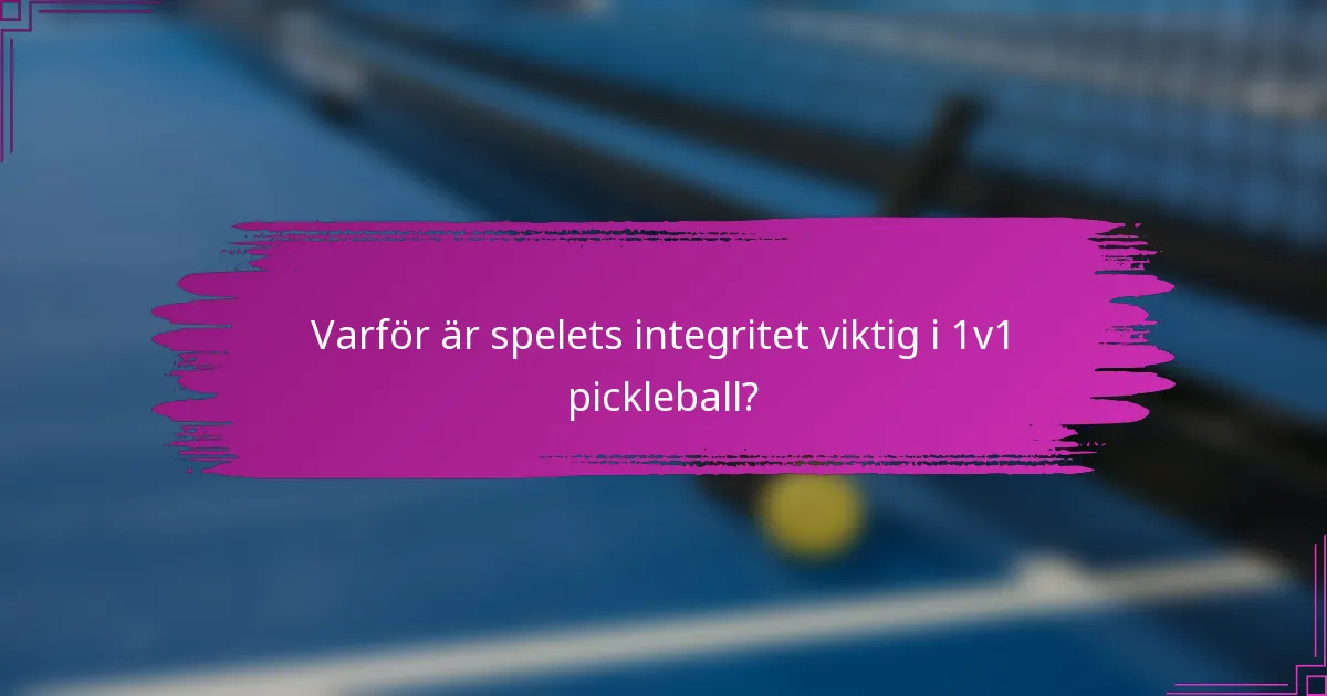 Varför är spelets integritet viktig i 1v1 pickleball?
