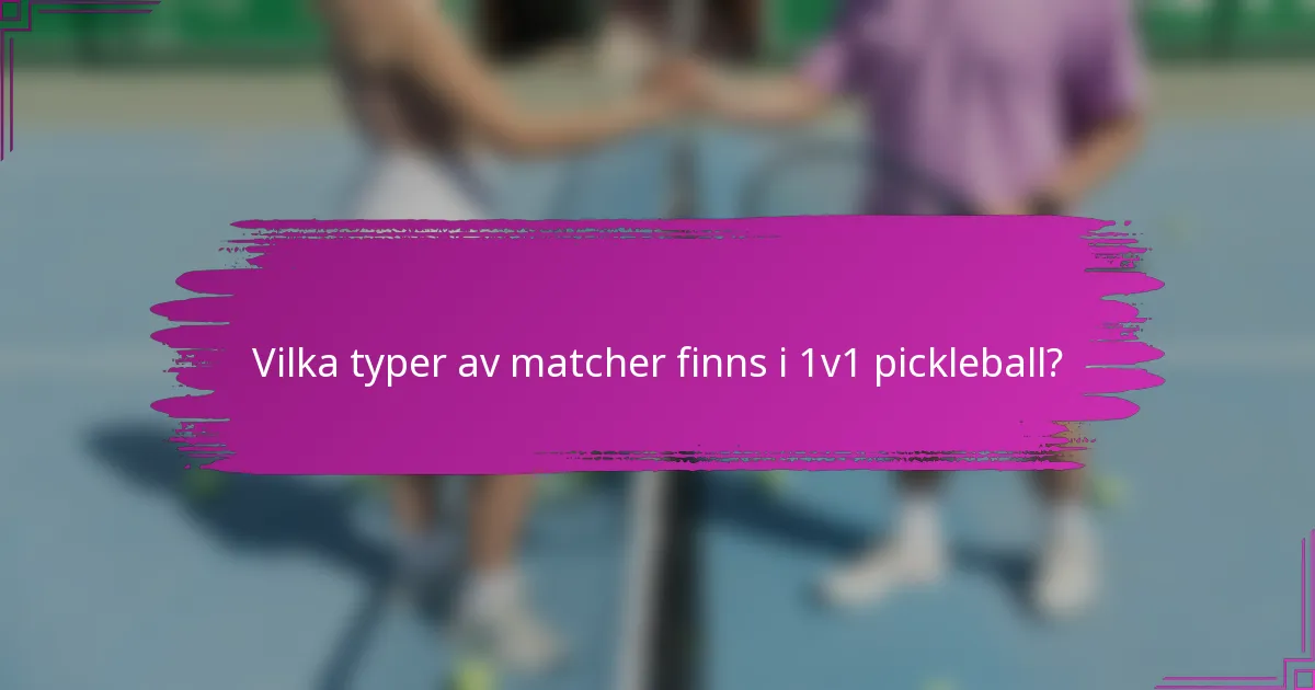 Vilka typer av matcher finns i 1v1 pickleball?