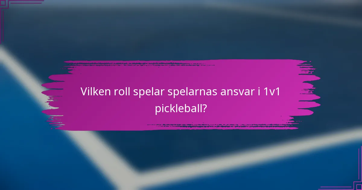 Vilken roll spelar spelarnas ansvar i 1v1 pickleball?